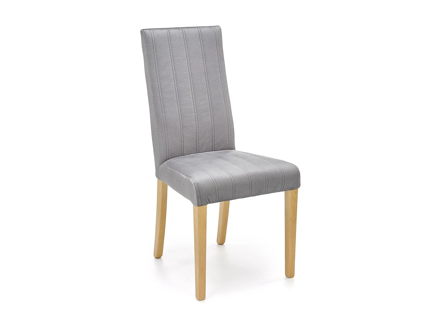 Chaise en velours gris matelassé avec pieds en bois massif KINTARO