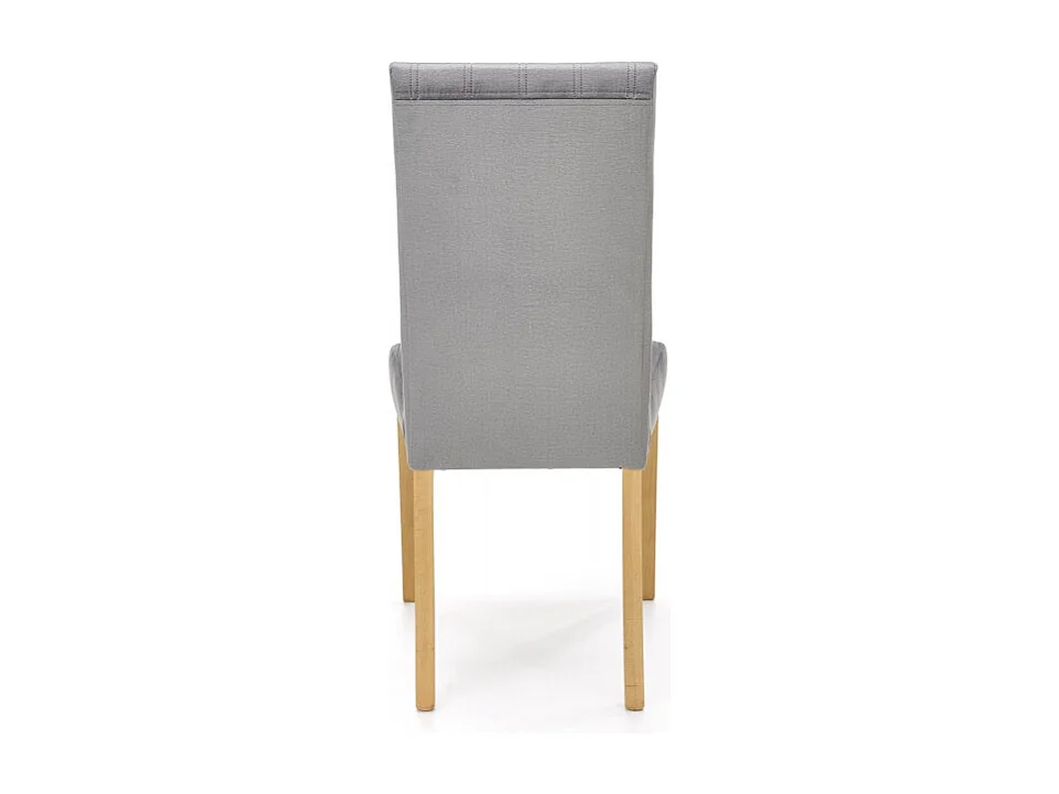 Chaise en velours gris matelassé avec pieds en bois massif KINTARO