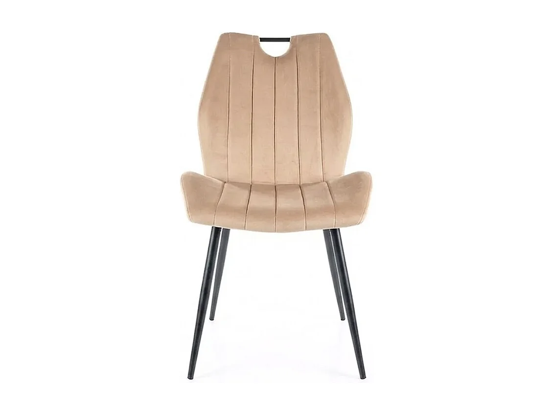 Chaise design métal noir et velours beige Tunny