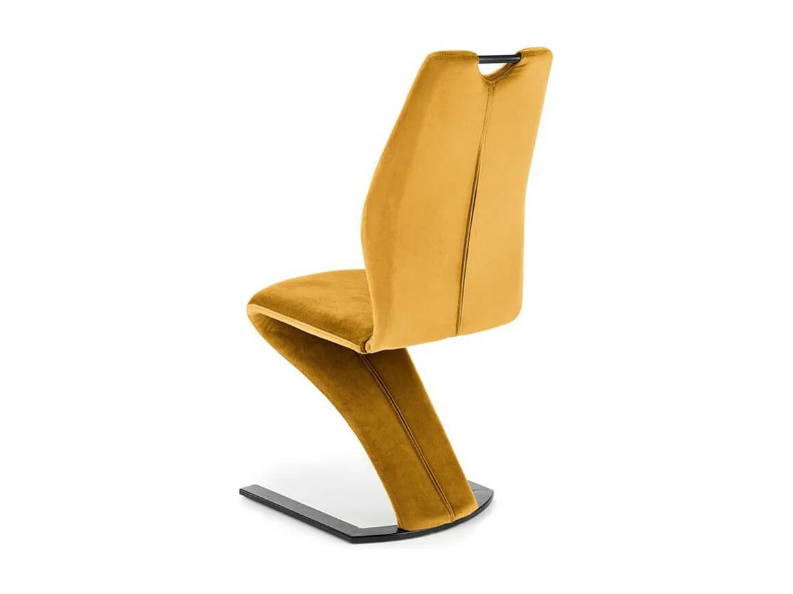 Chaise design en velours jaune avec pied U en métal noir VIDAR
