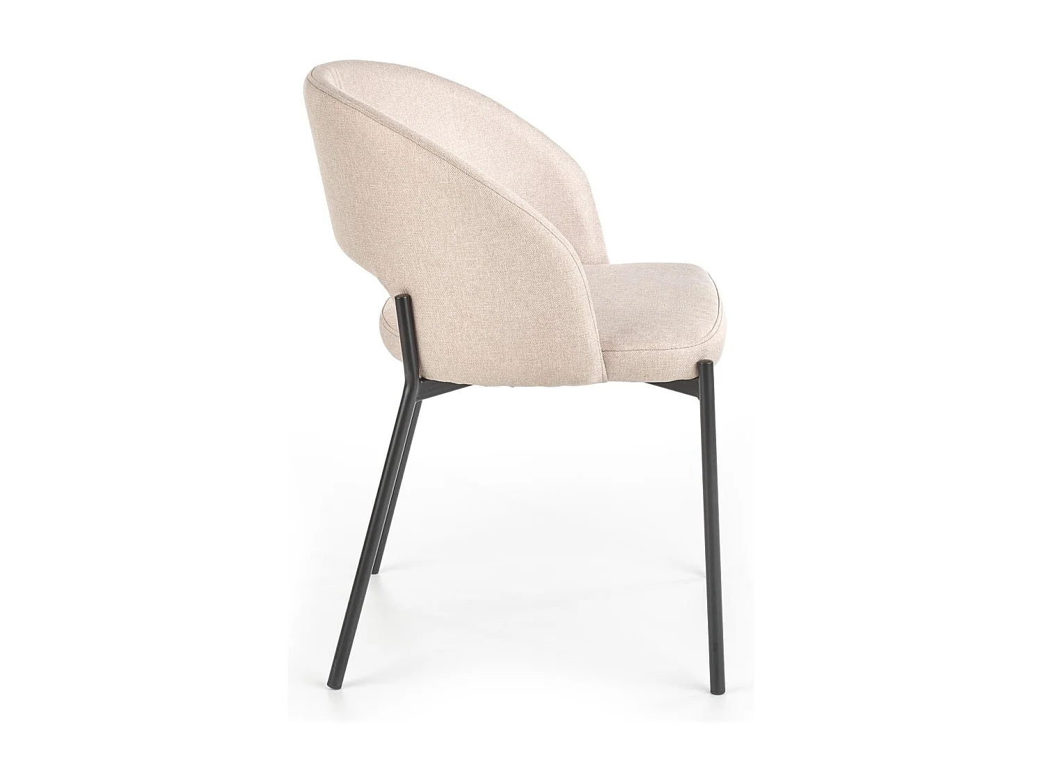 Sedia in tessuto beige con gambe in acciaio nero LAW