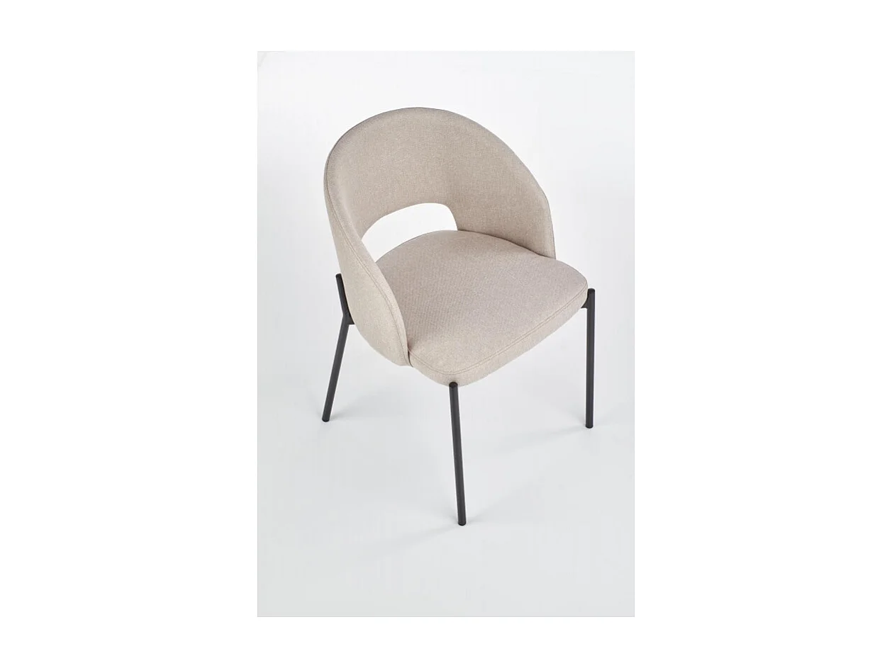 Sedia in tessuto beige con gambe in acciaio nero LAW