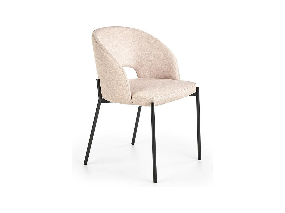 Chaise en tissu beige avec pieds en acier noir LAW
