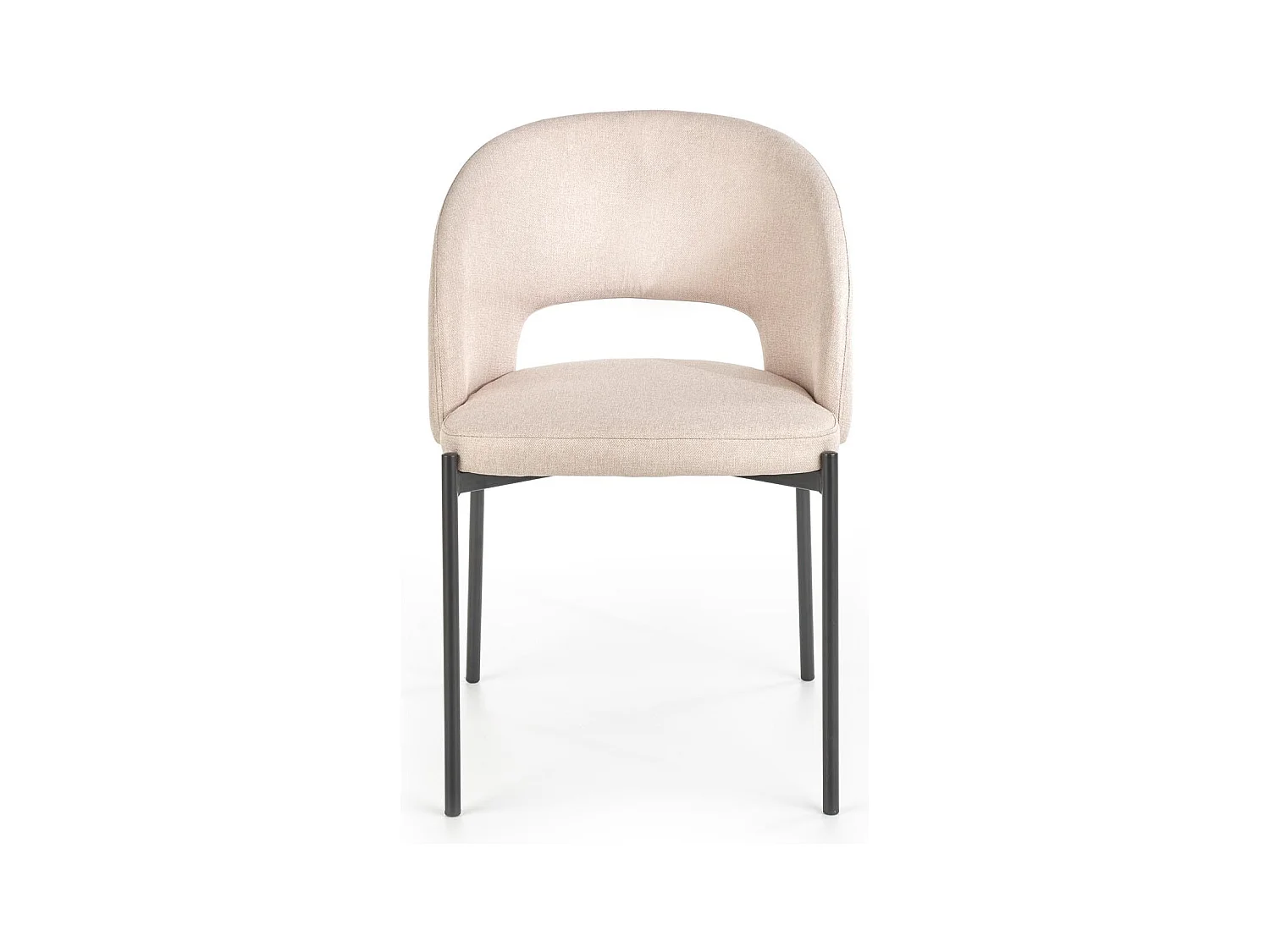 Silla de tela beige con patas de acero negro LAW