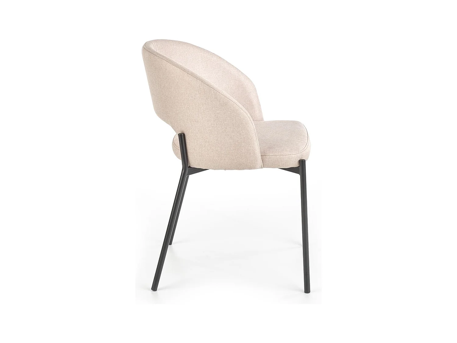 Silla de tela beige con patas de acero negro LAW