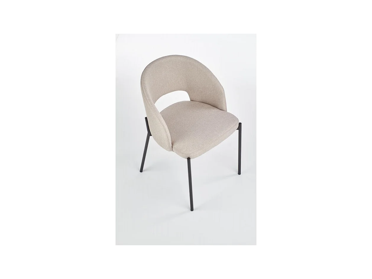 Silla de tela beige con patas de acero negro LAW