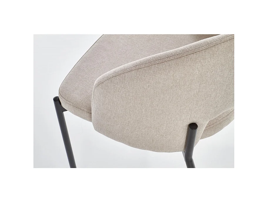 Silla de tela beige con patas de acero negro LAW