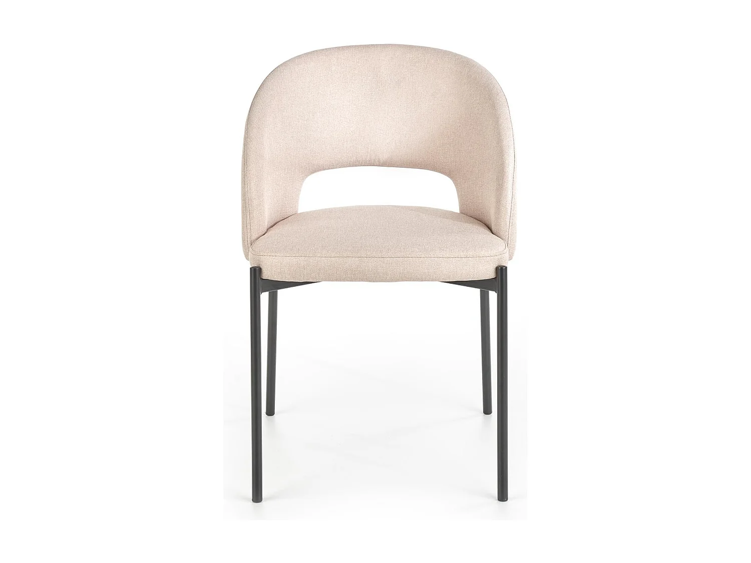 Silla de tela beige con patas de acero negro LAW