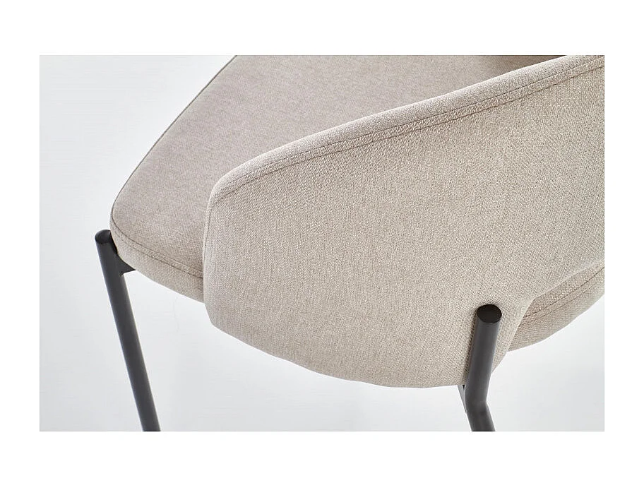 Silla de tela beige con patas de acero negro LAW