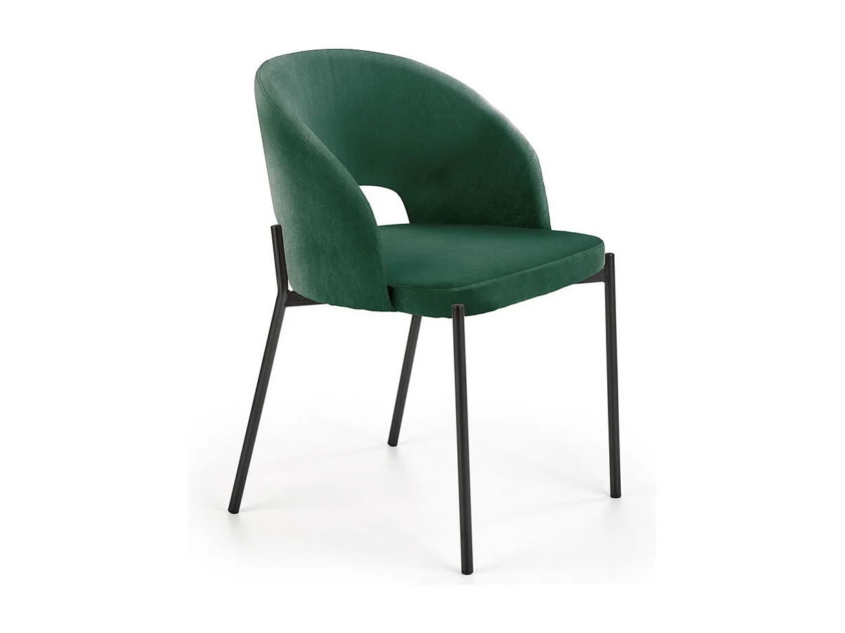 Sedia contemporanea in velluto verde con gambe in metallo nero FERGIE