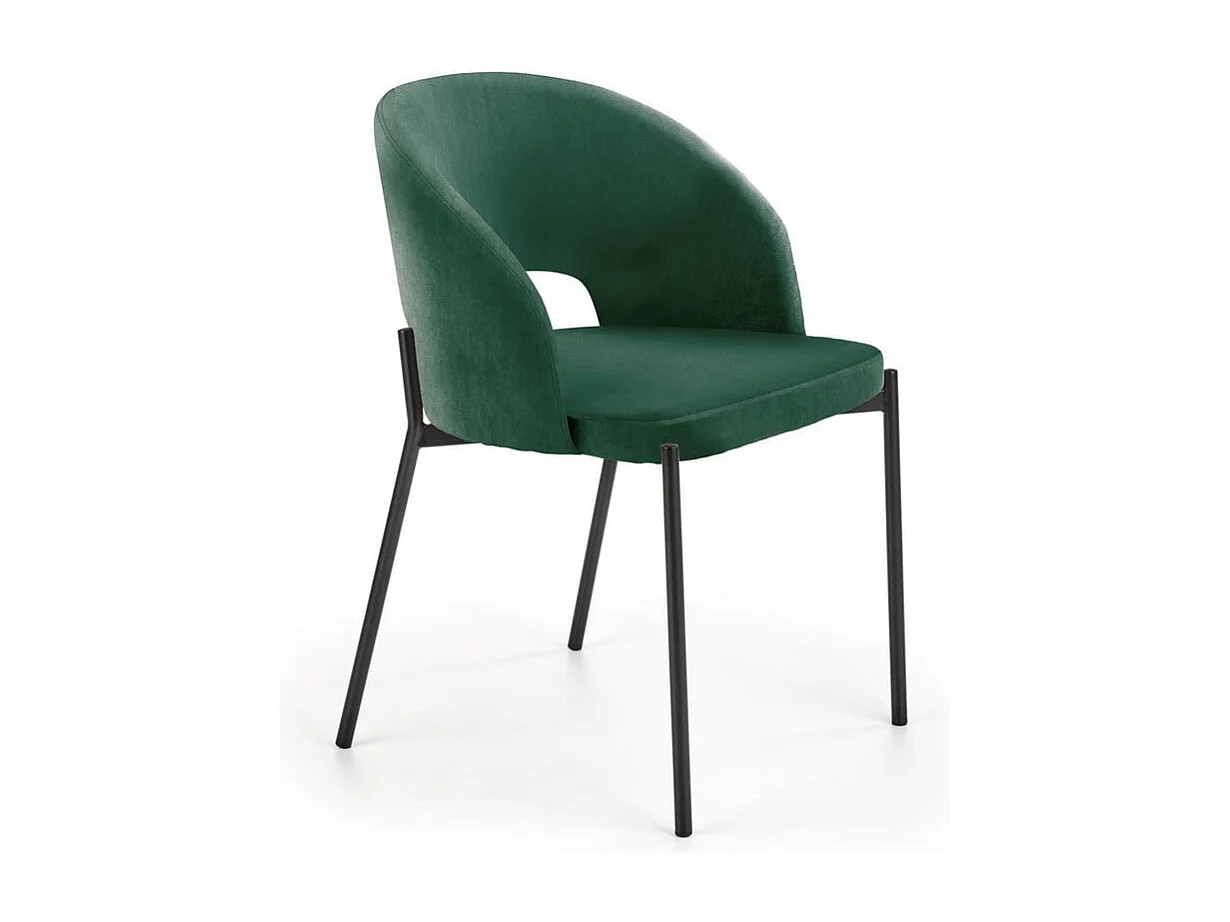 Chaise contemporaine en velours vert avec pieds en métal noir FERGIE