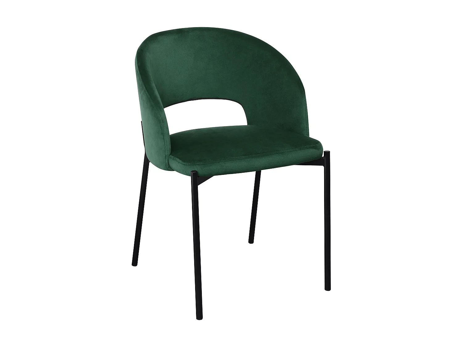 Chaise contemporaine en velours vert avec pieds en métal noir FERGIE