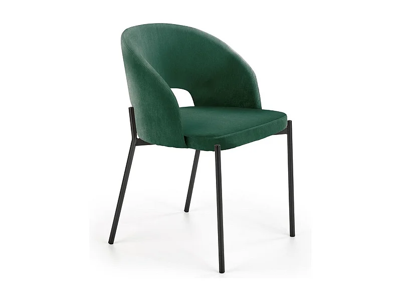 Chaise contemporaine en velours vert avec pieds en métal noir FERGIE