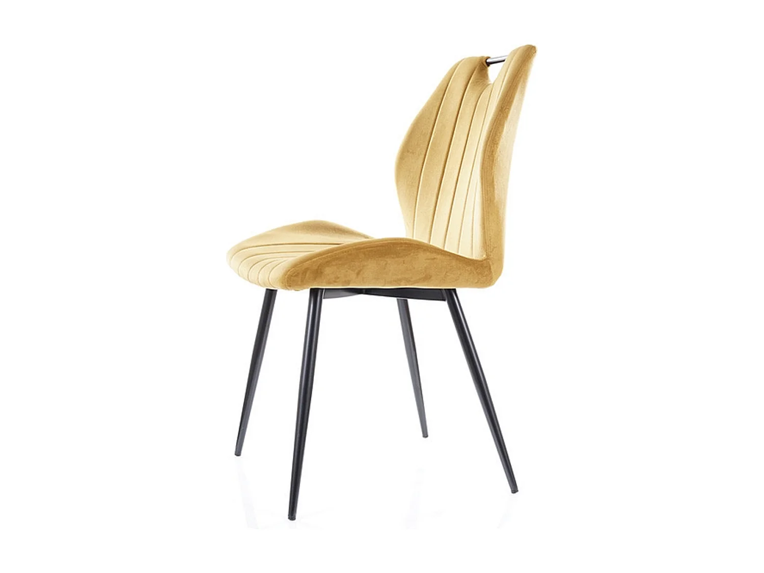 Sedia di design Skal in metallo nero e velluto giallo