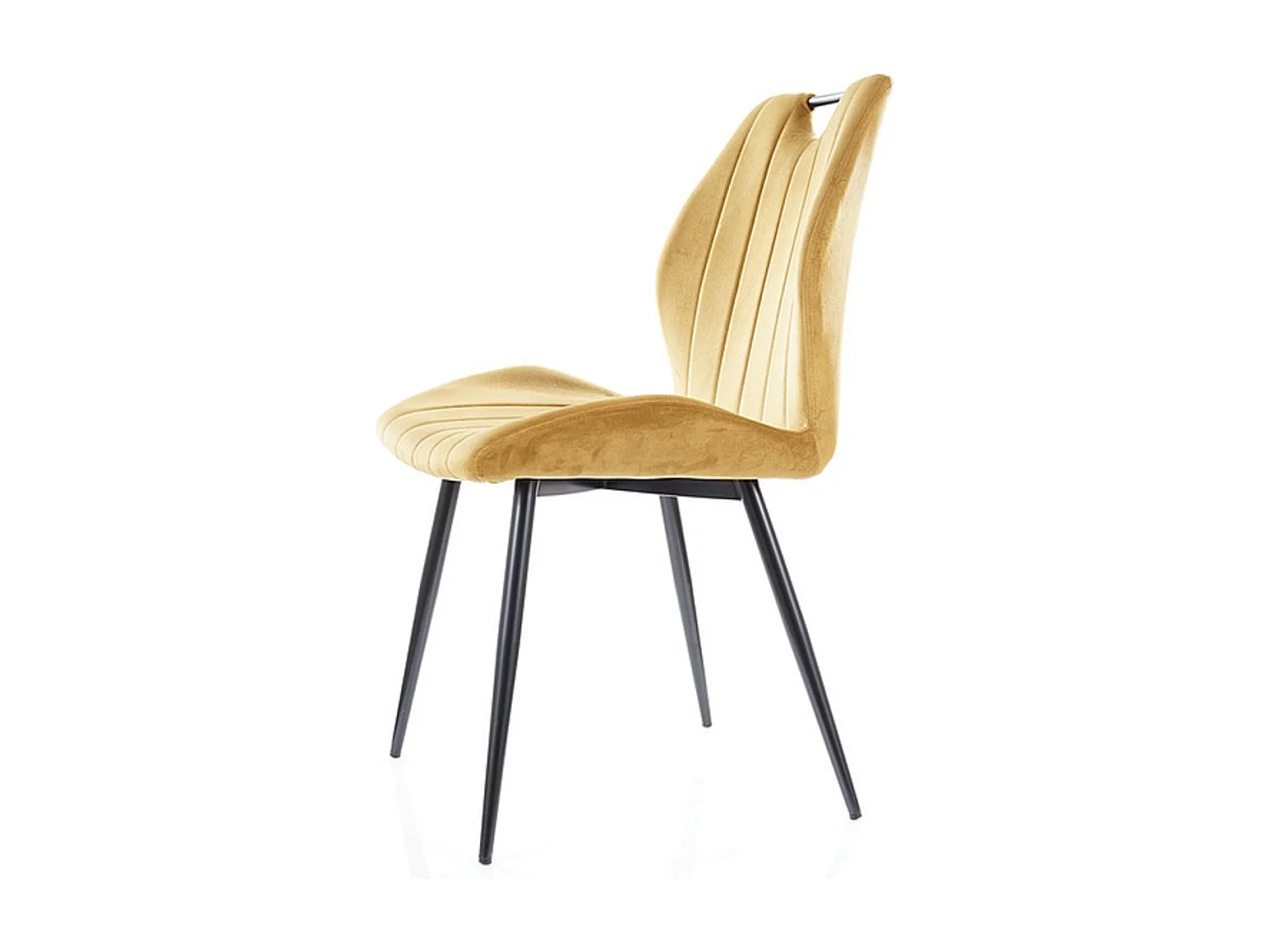 Chaise design métal noir et velours jaune Skal