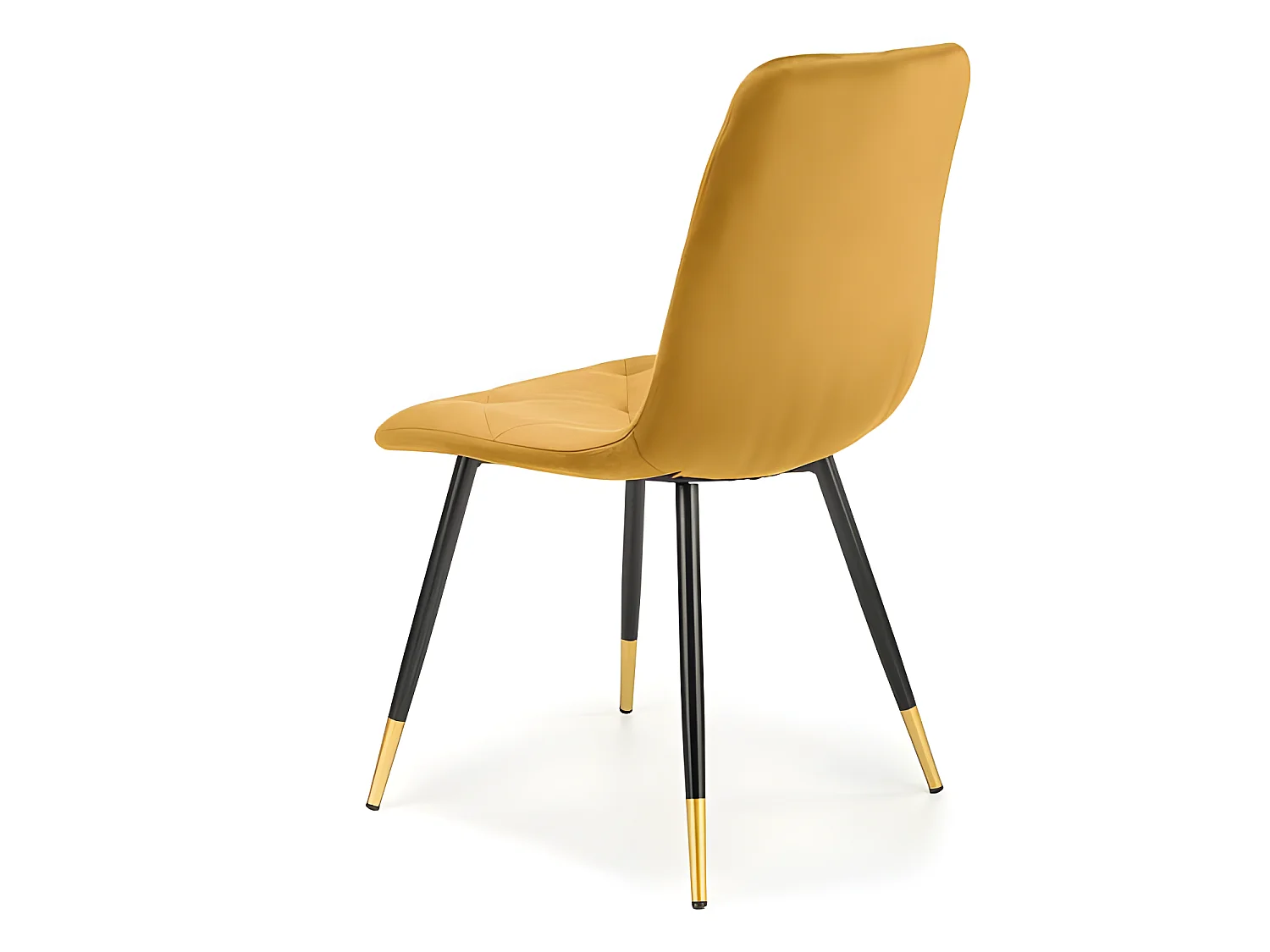 Silla de comedor de terciopelo amarillo con patas de metal negro y dorado BOCHICA
