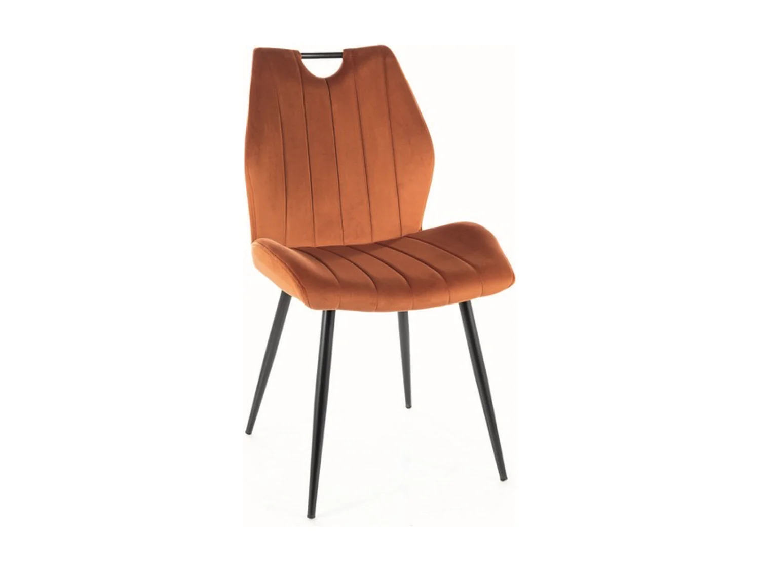 Chaise design métal noir et velours cannelle Tunny