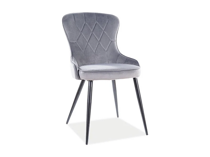 Chaise design métal noir et velours gris Tilop