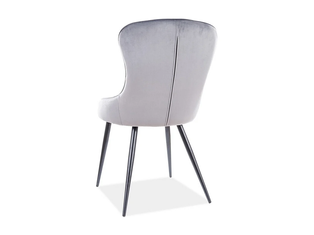 Chaise design métal noir et velours gris Tilop