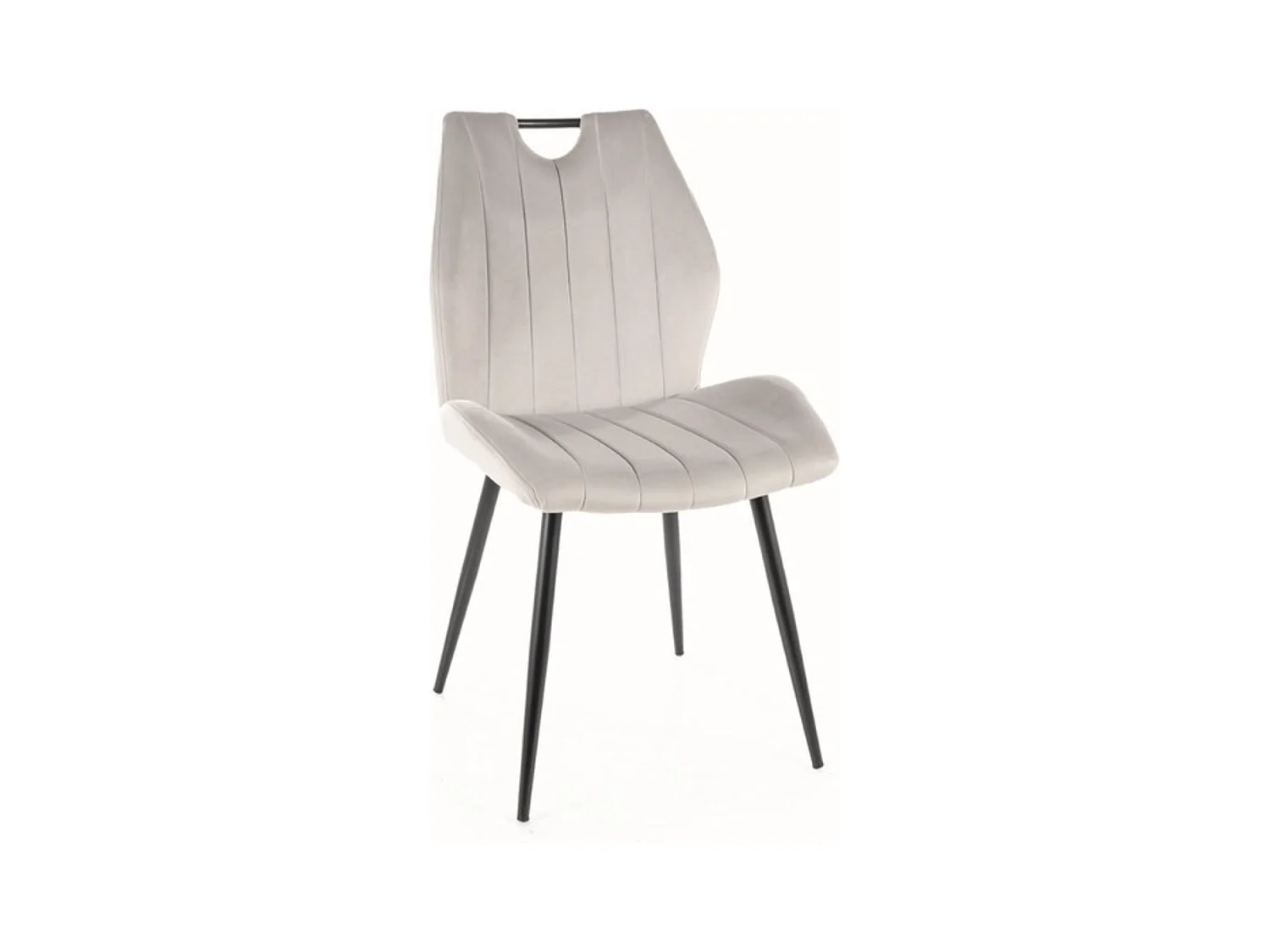 Chaise design métal noir et velours gris clair Tunny