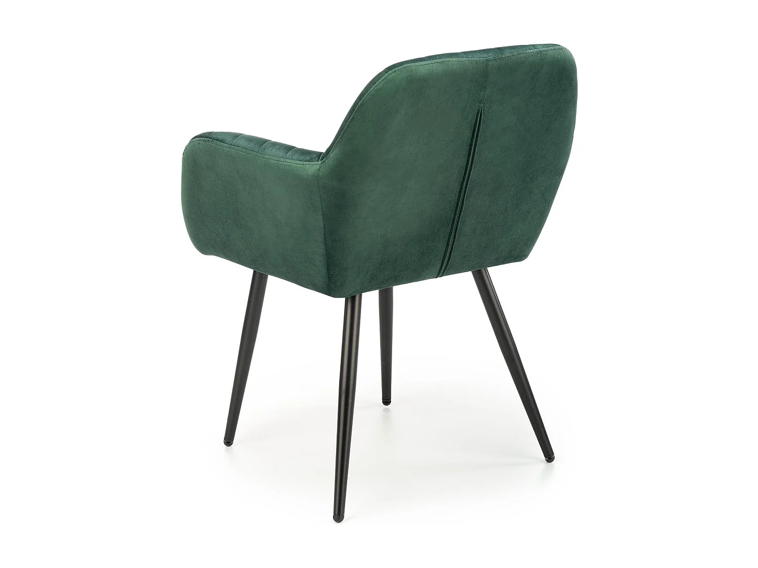 Silla AMY de terciopelo verde con cojín de asiento y patas de metal negro