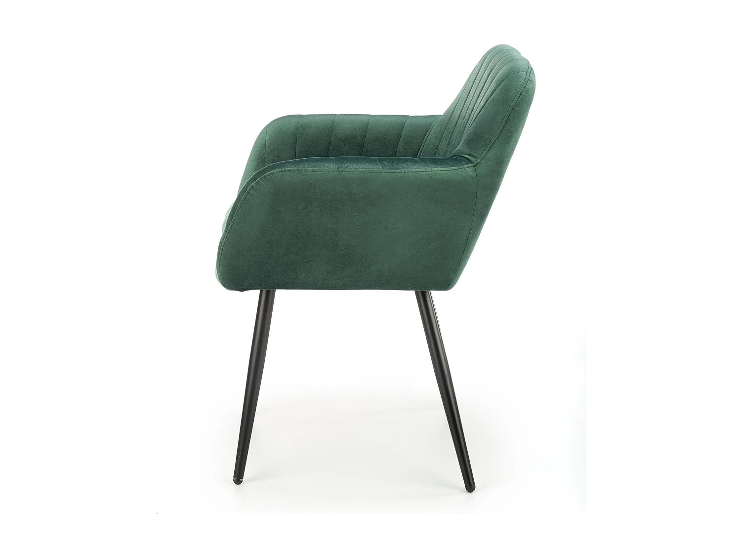 Chaise en velours vert avec coussin d'assise et pieds en métal noir AMY