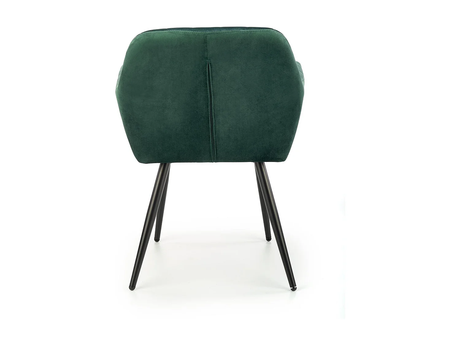 Chaise en velours vert avec coussin d'assise et pieds en métal noir AMY