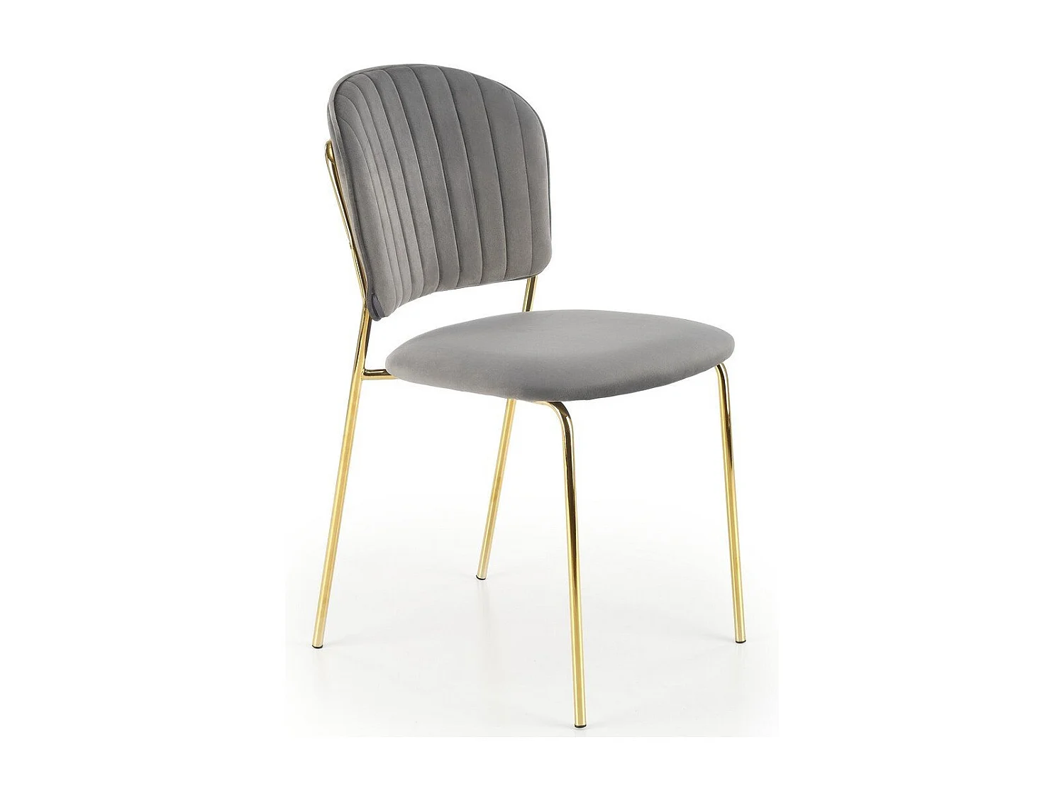 Silla de diseño en terciopelo gris con estructura de metal dorado Rest.