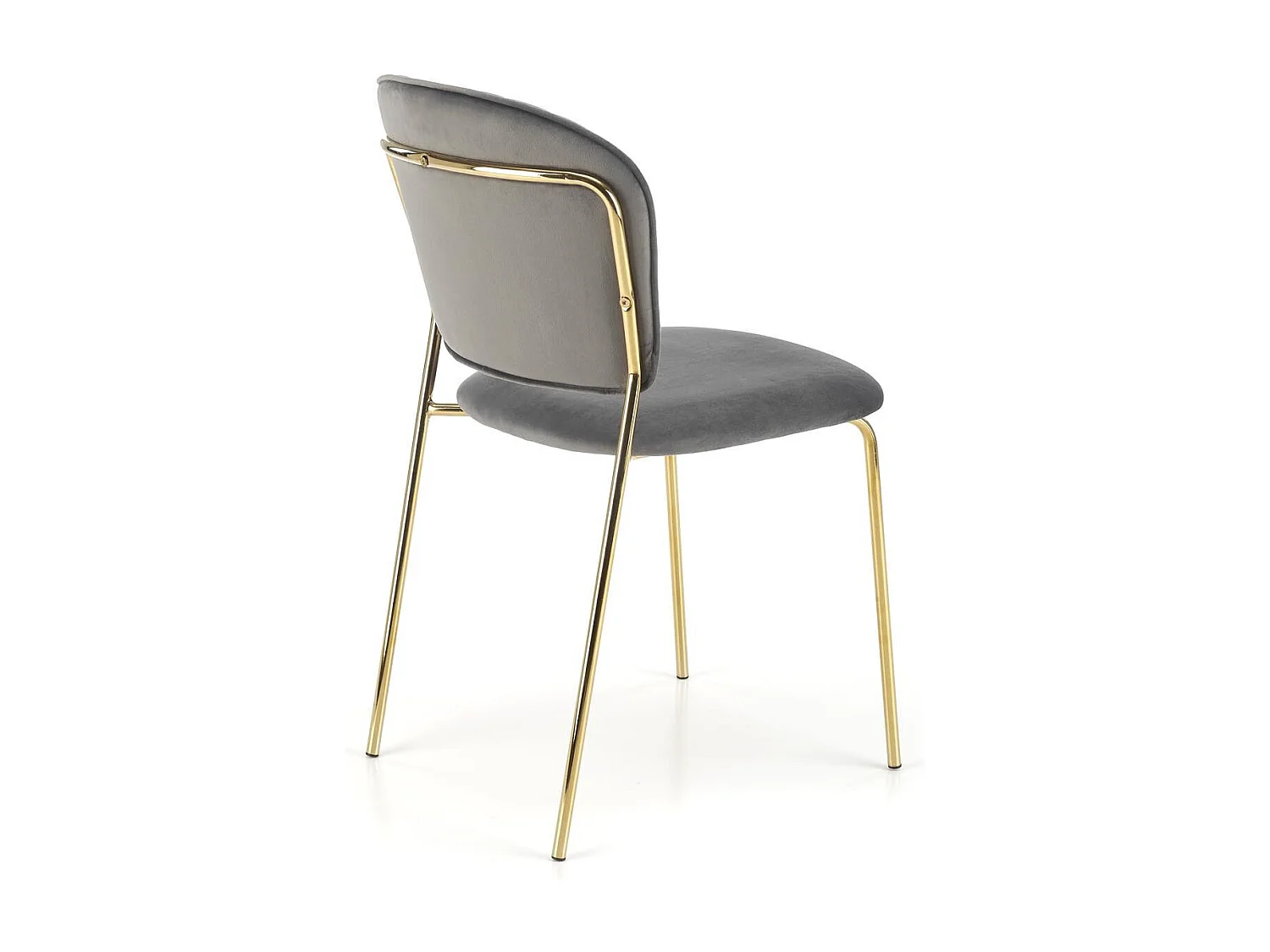 Silla de diseño en terciopelo gris con estructura de metal dorado Rest.