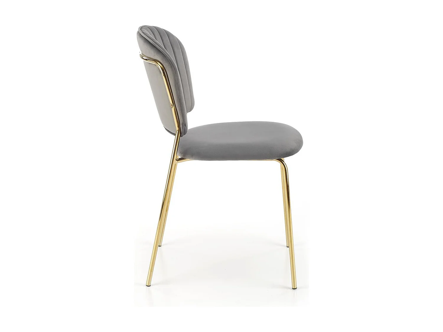 Silla de diseño en terciopelo gris con estructura de metal dorado Rest.