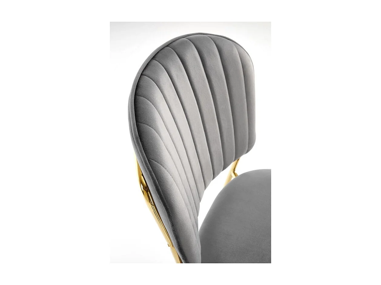 Chaise design en velours gris avec fine structure en métal doré Rest