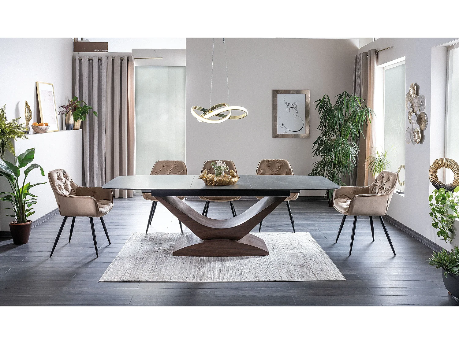 Sedia da tavolo Cherry Velvet marrone