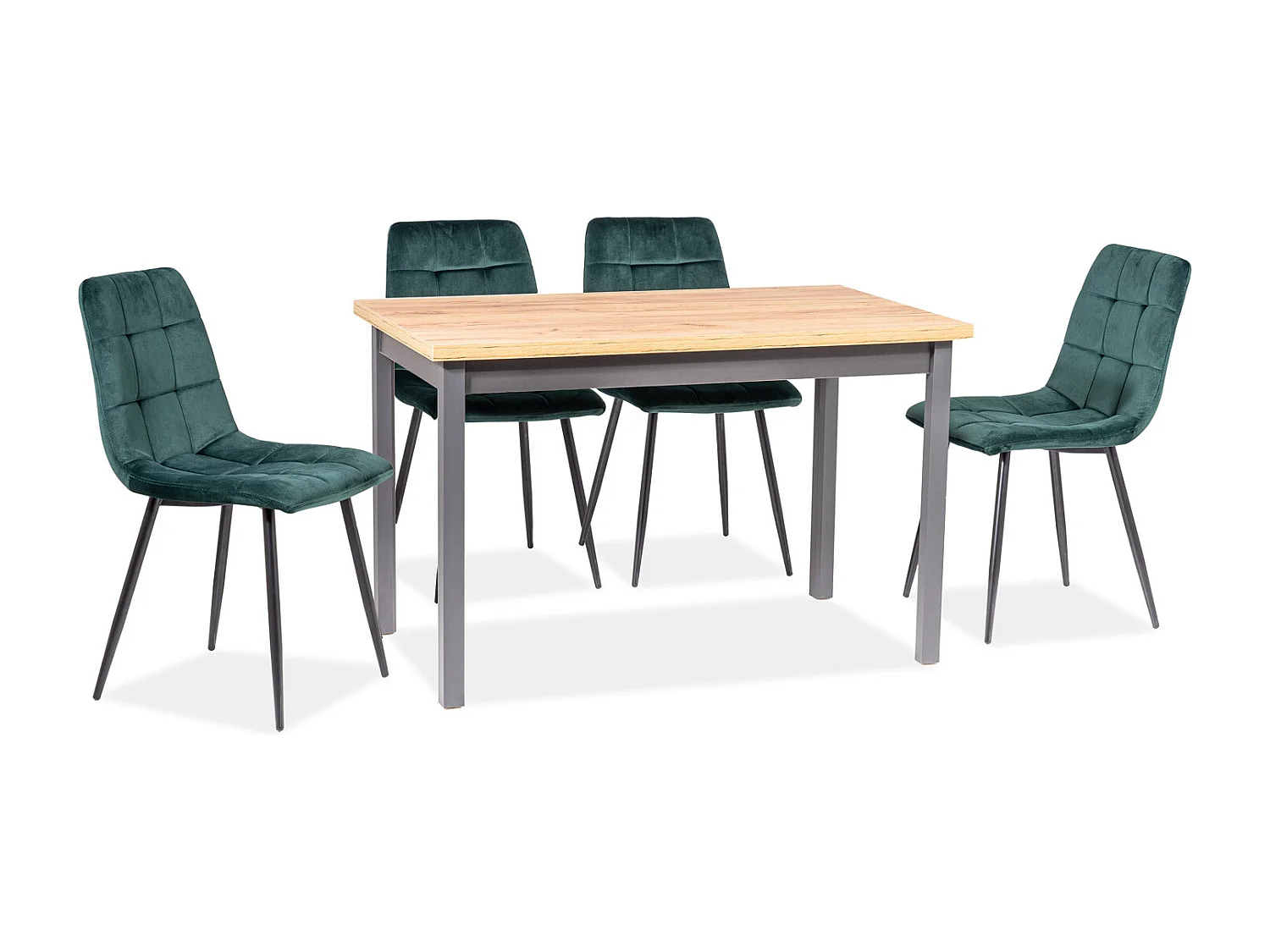 Silla Harriet de terciopelo verde con patas negras