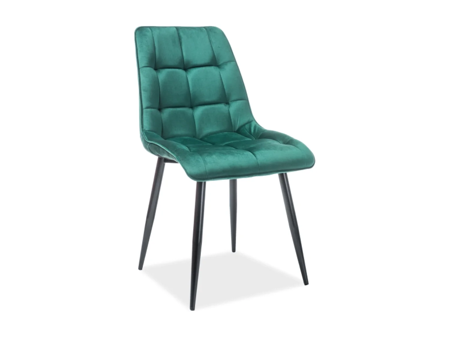 Chaise design velours vert et pieds noirs Harriet