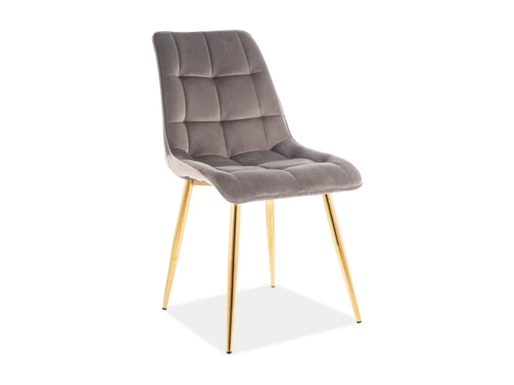 Sedia di design Harriet in velluto grigio con gambe dorate