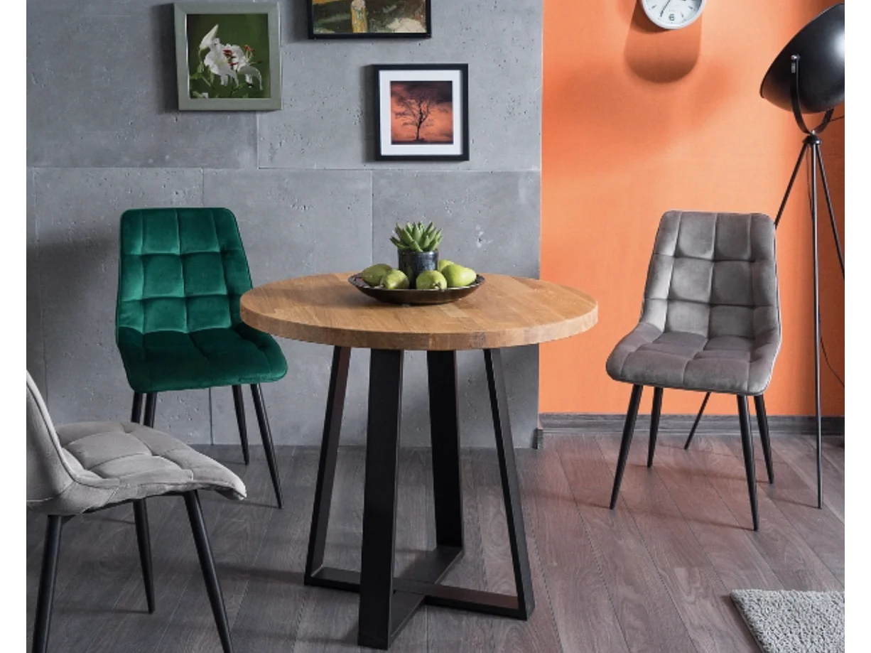 Sedia di design Harriet in velluto grigio con gambe dorate