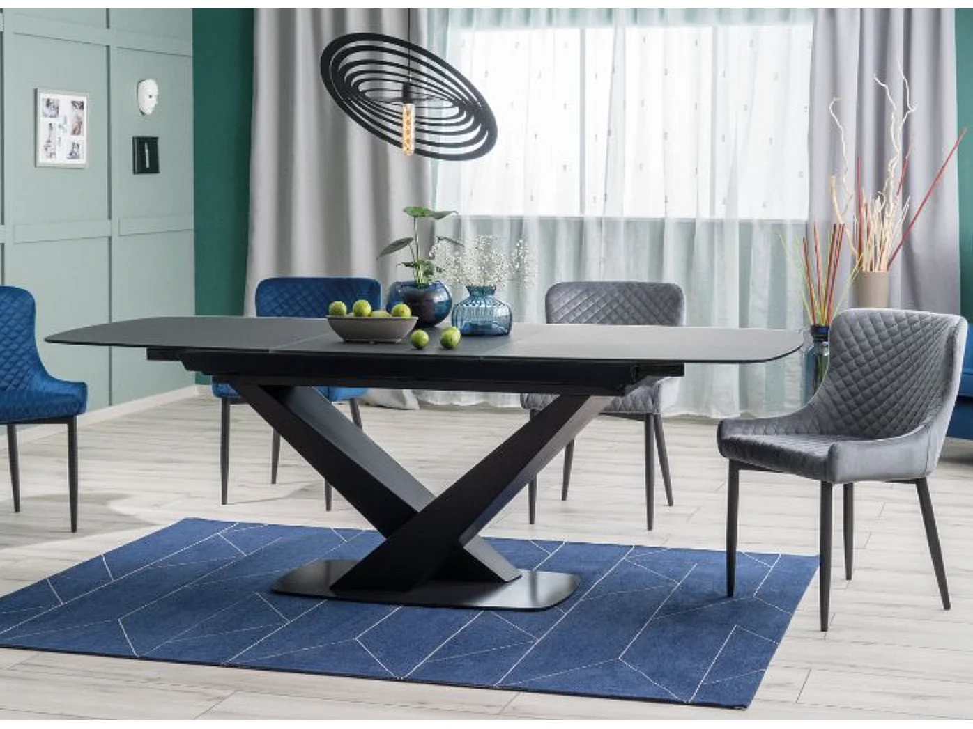 Sedia di design imbottita in velluto grigio Bastia