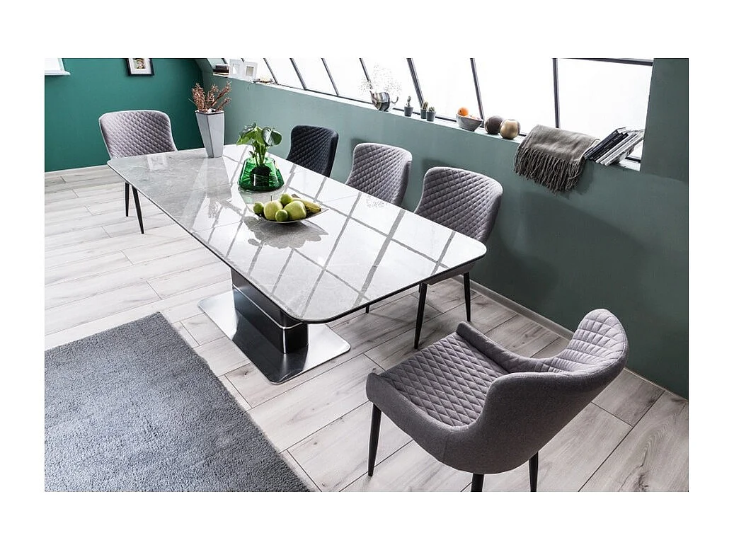 Chaise design velours capitonné gris Bastia