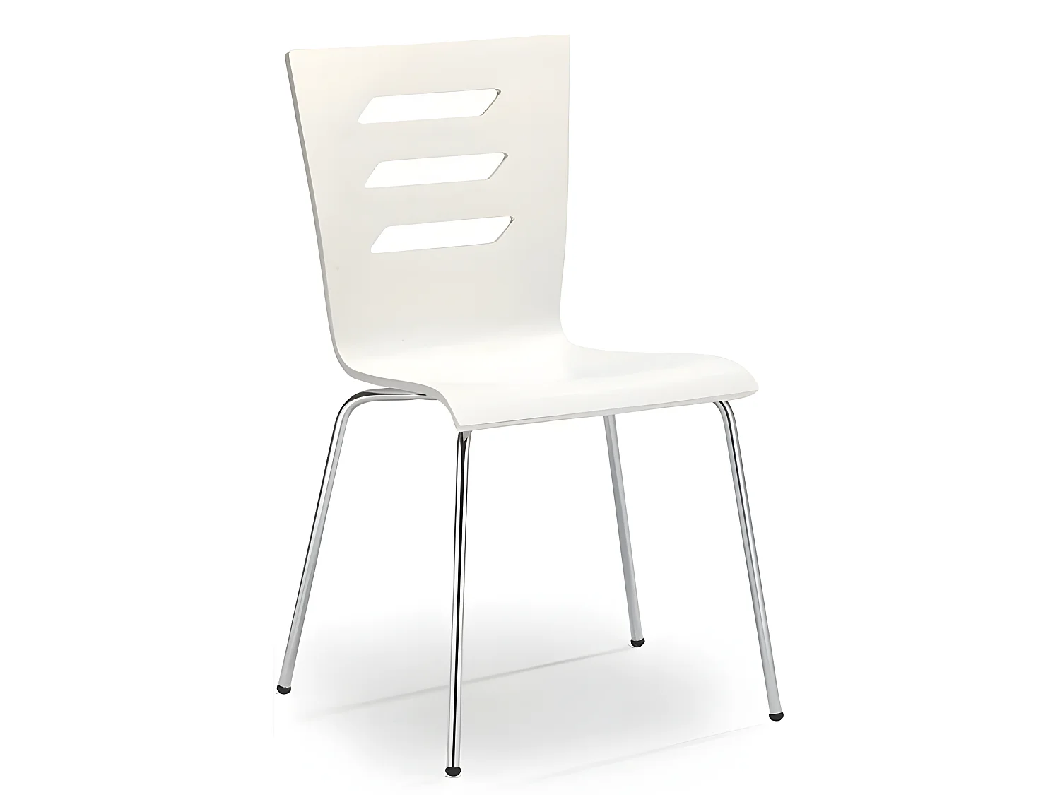 Chaise blanche avec pieds en métal chromé RIGEL