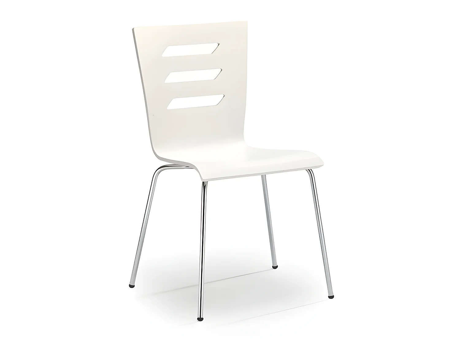 Chaise blanche avec pieds en métal chromé RIGEL