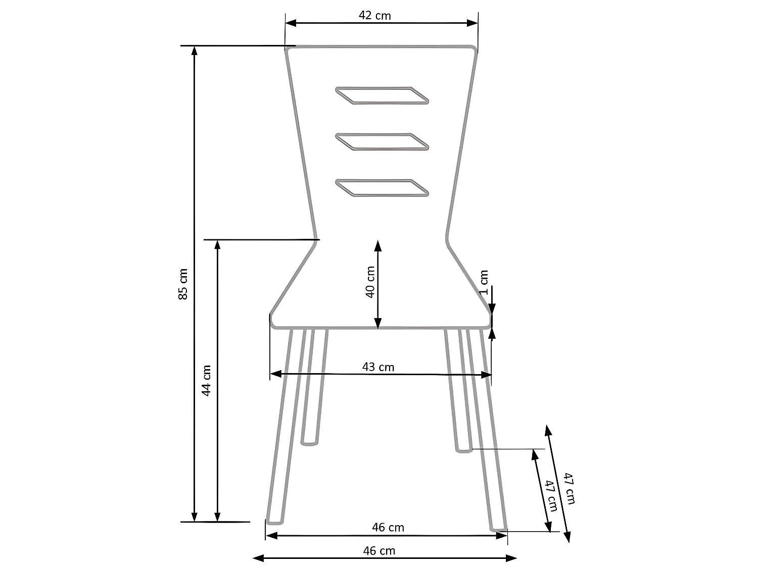 Chaise blanche avec pieds en métal chromé RIGEL