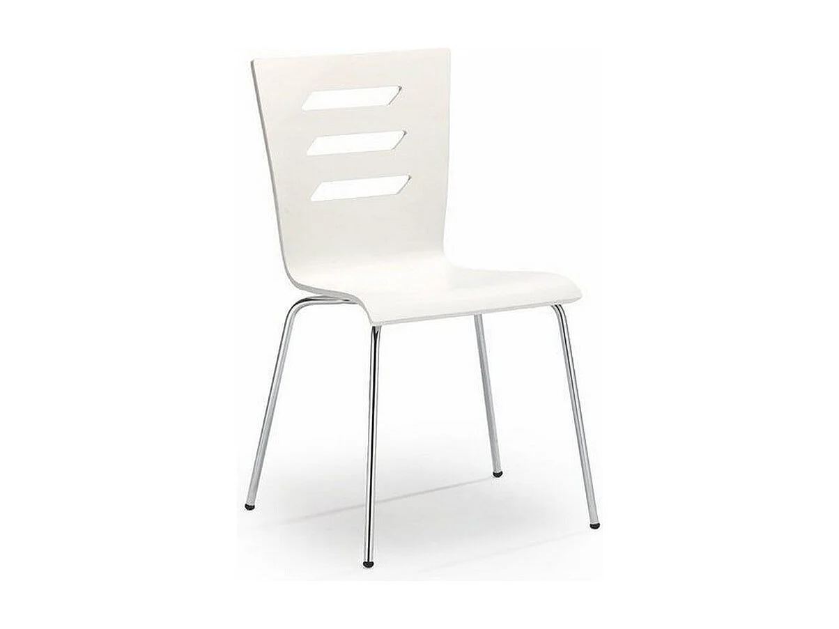 Chaise blanche avec pieds en métal chromé RIGEL