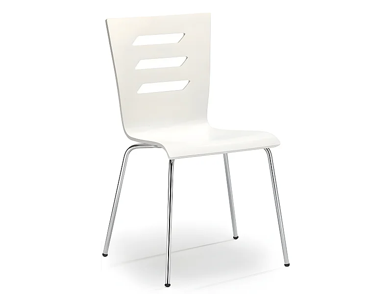 Chaise blanche avec pieds en métal chromé RIGEL