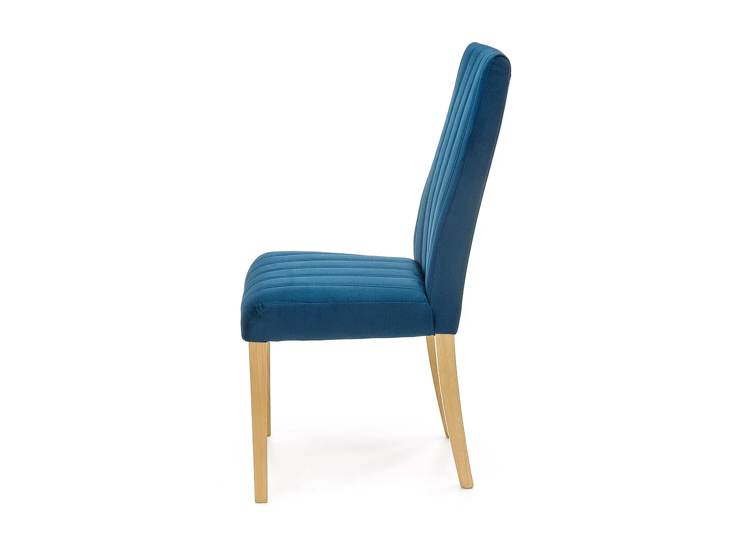 Silla acolchada de terciopelo azul con patas de madera maciza KINTARO