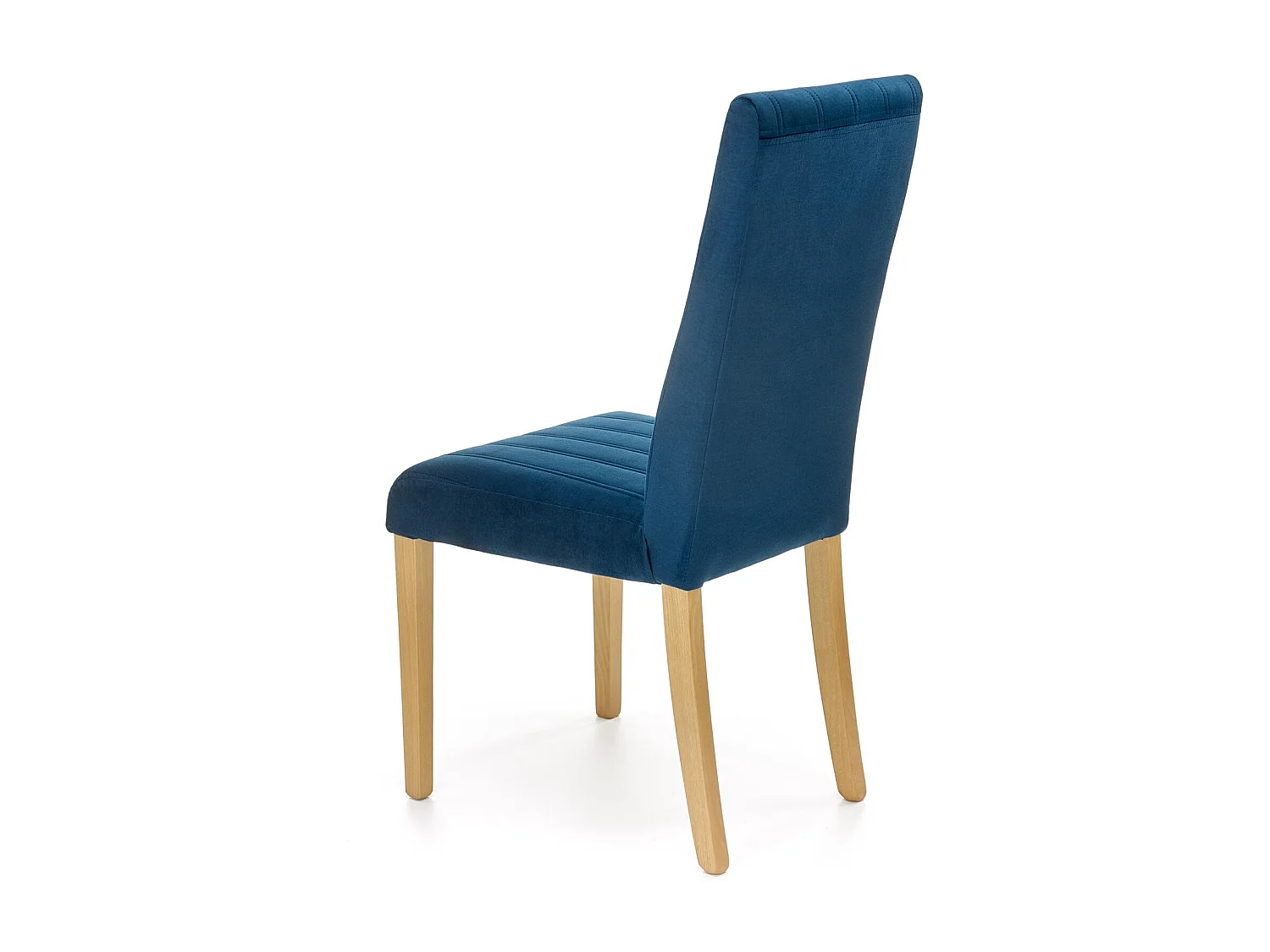 Silla acolchada de terciopelo azul con patas de madera maciza KINTARO