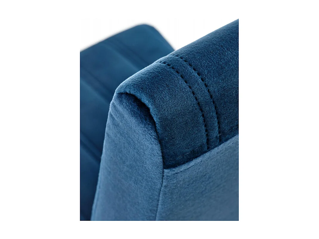 Silla acolchada de terciopelo azul con patas de madera maciza KINTARO