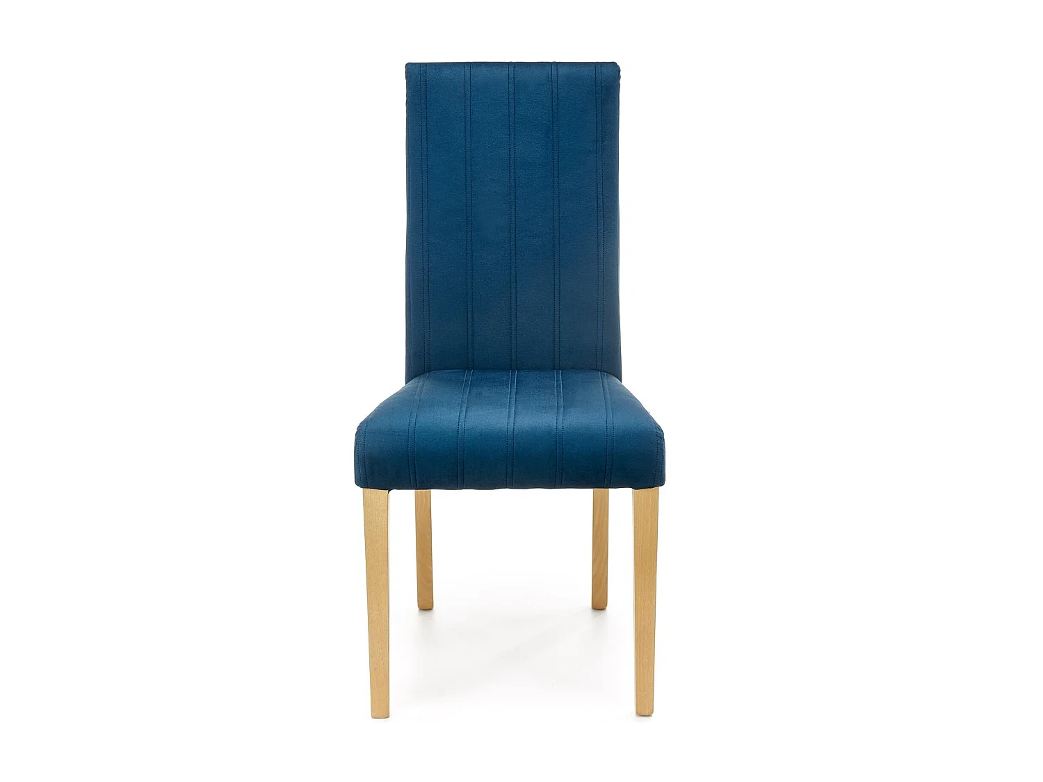 Chaise en velours bleu matelassé avec pieds en bois massif KINTARO