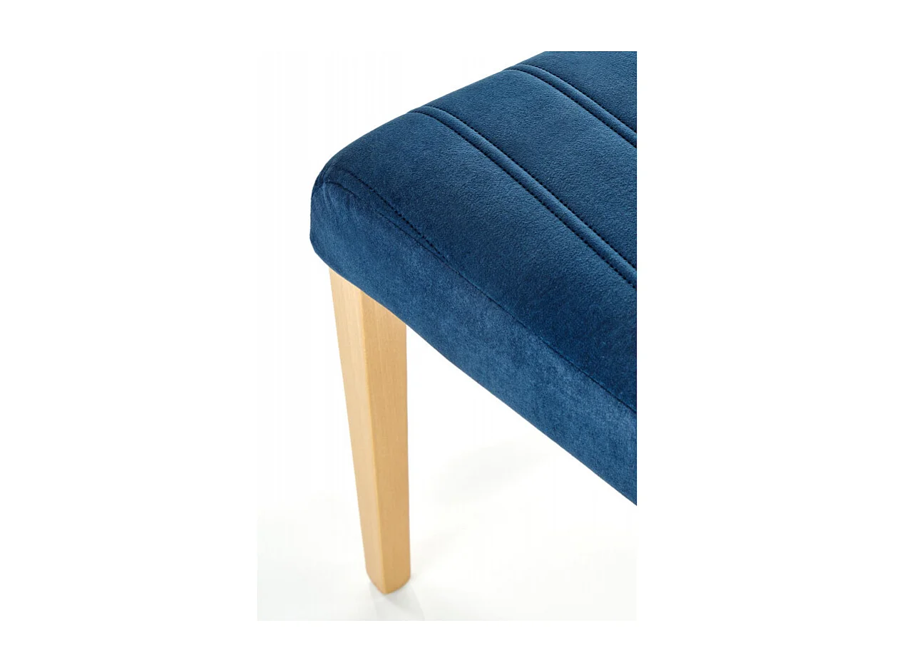 Chaise en velours bleu matelassé avec pieds en bois massif KINTARO