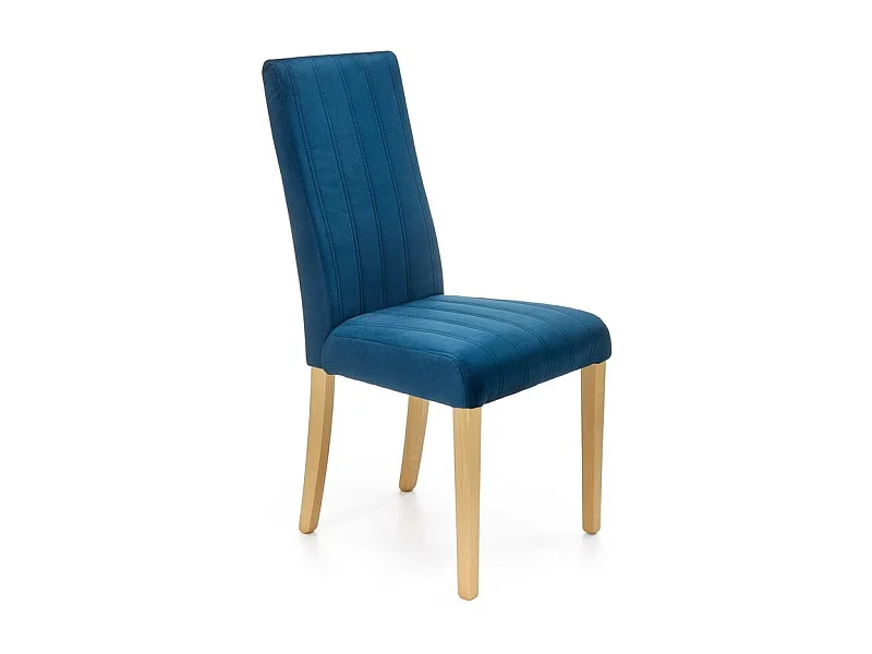 Chaise en velours bleu matelassé avec pieds en bois massif KINTARO