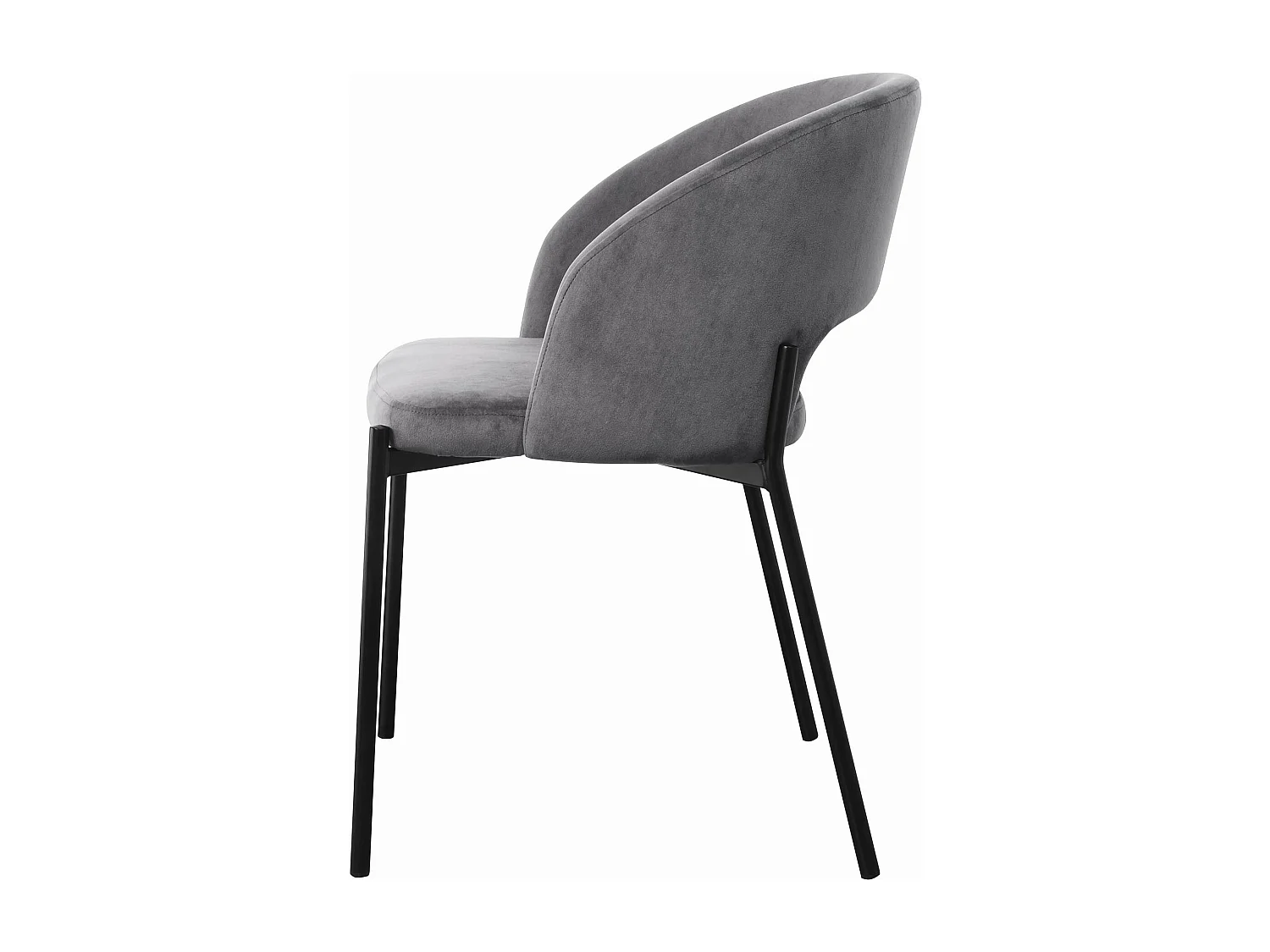 Sedia contemporanea FERGIE in velluto grigio con gambe in metallo nero